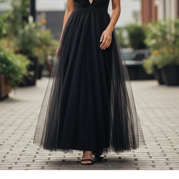 BCBGeneration Black Tulle Maxi Dress XS Backless Balletcore Prom Cocktaill - Picture 6 of 16